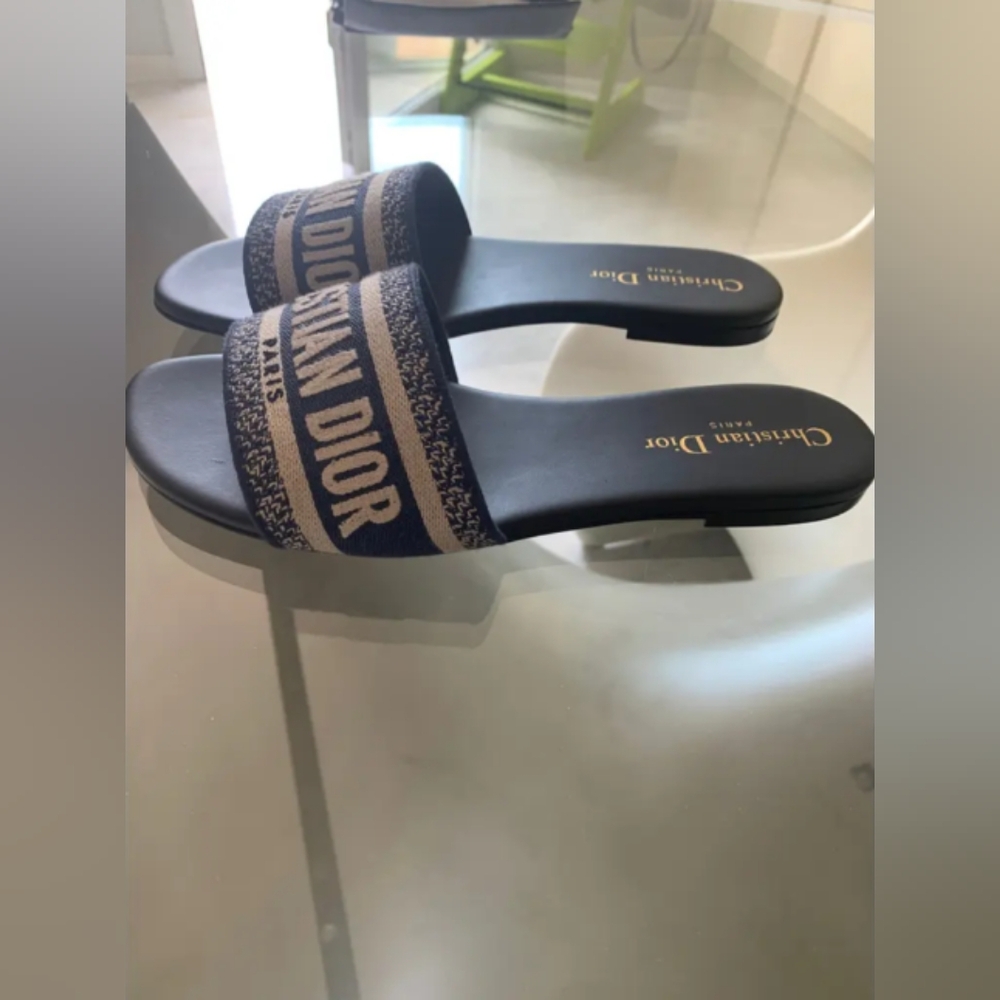 Dior Blue and Black Sandals with Signature Logo Design - Picture 4 of 8